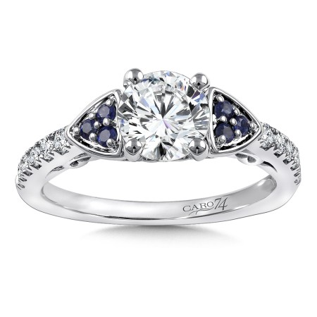 Diamond & Blue Sapphire Engagement Ring