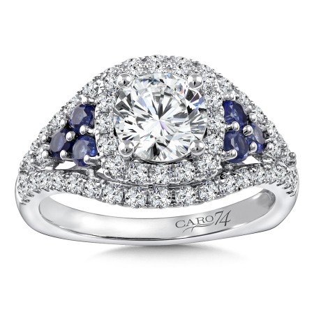 Diamond & Blue Sapphire Engagement Ring