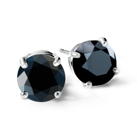 14K White Gold & Black Diamond Studs