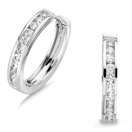 Channel set Diamond Hoops in 14k White Gold (1/2 ct. tw.) HI/SI2-SI3