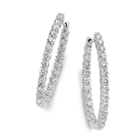 Pave set Diamond Oval Reflection Hoops in 14k White Gold (1 3/4 ct. tw.) HI/SI2-SI3