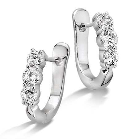 Prong Set set Diamond Hoop Earrings
