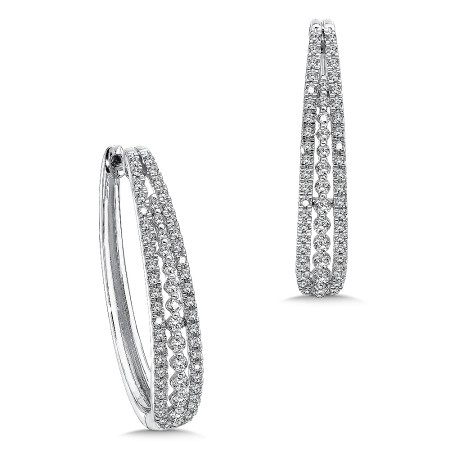 Prong set Diamond Hoops in 14k White Gold