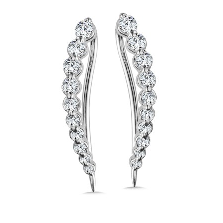 Graduated Bezeled Climber Diamond Earrings