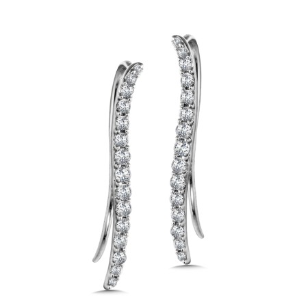 Pave Set Climber Diamond Earrings