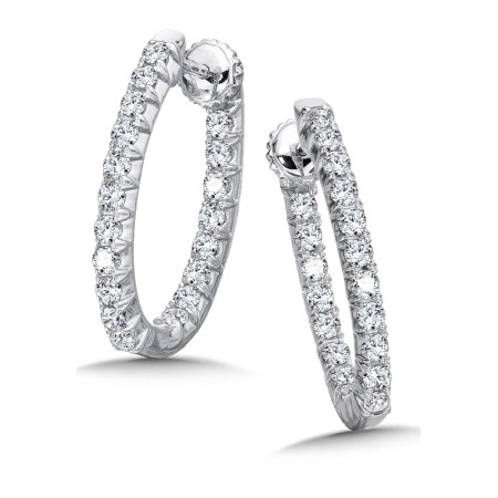 Diamond Oval Hoop Earrings