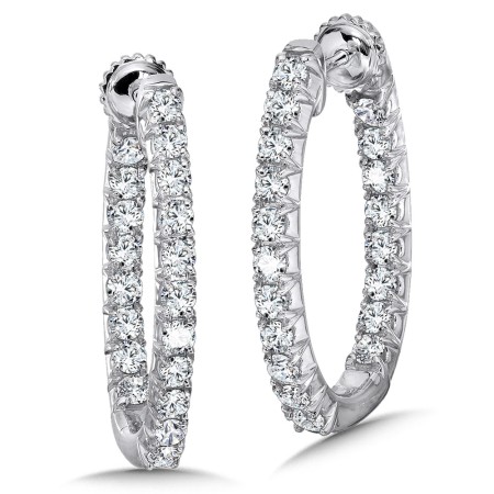 Diamond Oval Hoop Earrings