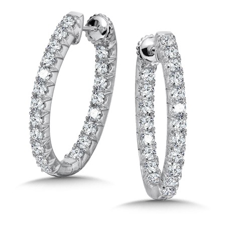 Diamond Oval Hoop Earrings
