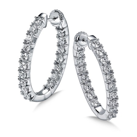 Pave Set Diamond Oval Hoops