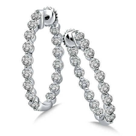 Prong Set Diamond Oval Hoops