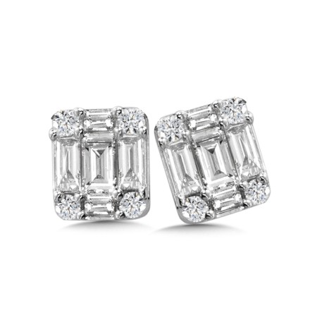 14K White Gold Diamond Earrings