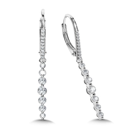 14K White Gold Graduated Diamond Strand Earrings - EDD3033-W