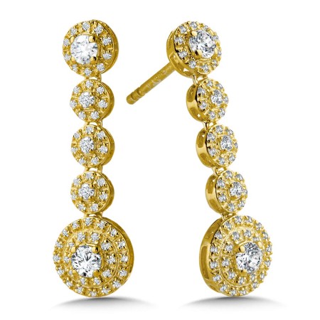 Round Dangling Diamond Earrings