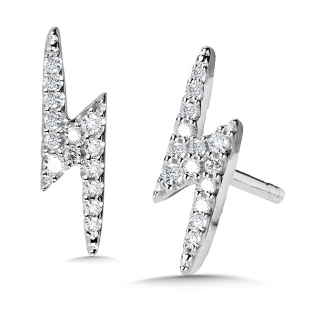 10K Diamond Lightning Bolt Stud Earrings