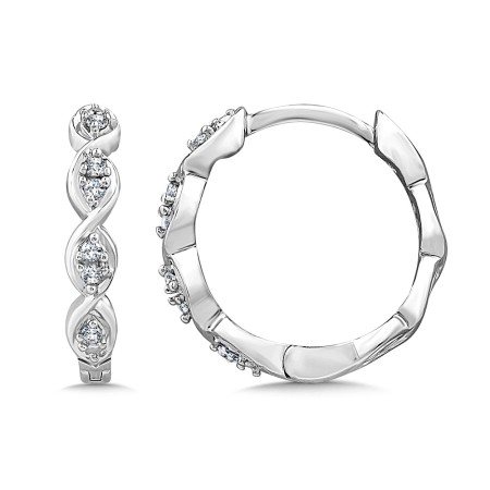10K Crisscross Diamond Huggie Hoops