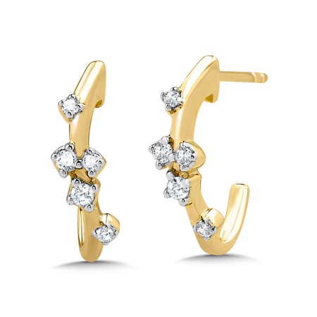 10K Scattered Diamond C-Shaped Constellation Hoops