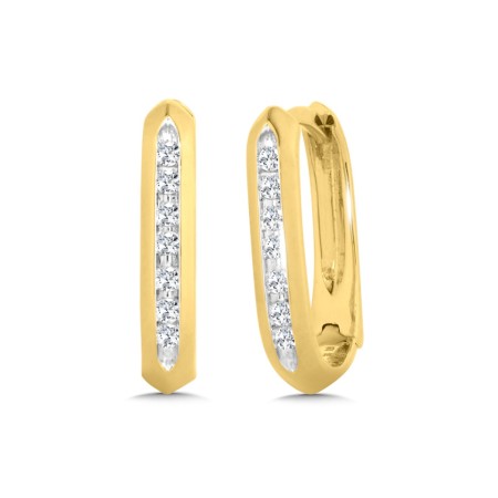 10K Geometric Diamond Hoop Earrings
