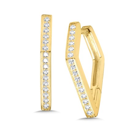 14K Diamond Geometric Hoop Earrings