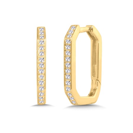 14K Diamond Geometric Hoop Earrings