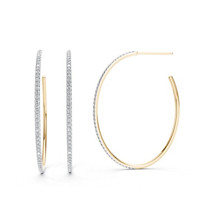14K Gold & Diamond Hoop Earrings