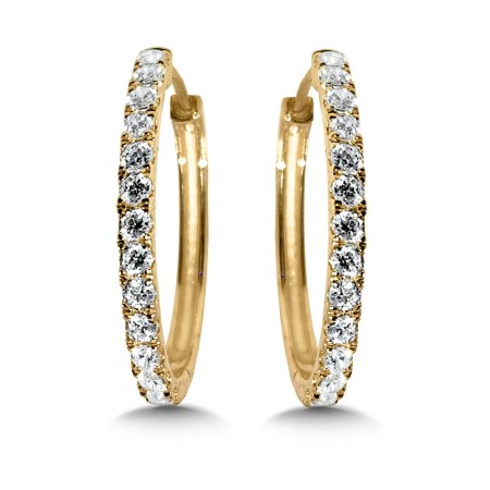 14K Diamond Oval Hoops