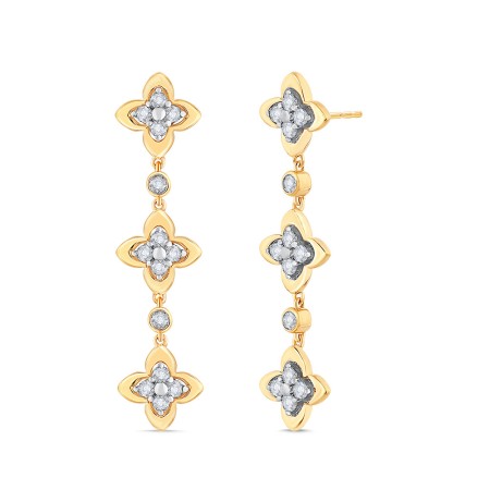 14K Gold & Diamond Clover Drop Earrings