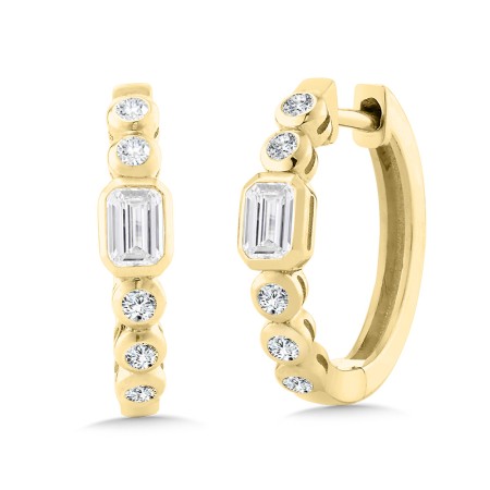 14K Gold & Diamond Hoop Earrings
