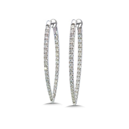 14K White Gold & Diamond Chevron-Shaped Twist Lock Hoops