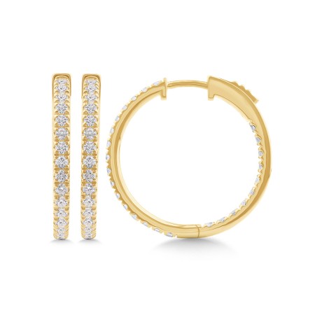 14K Gold & Diamond Reflection Hoop Earrings