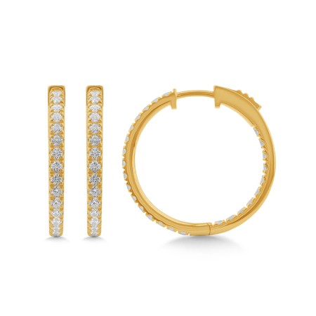 14K Gold & Diamond Reflection Hoop Earrings