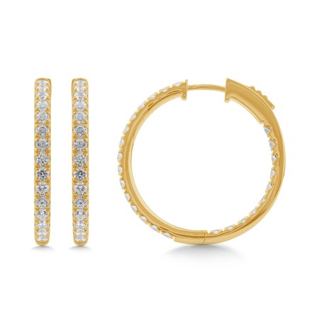 14K Gold & Diamond Reflection Hoop Earrings
