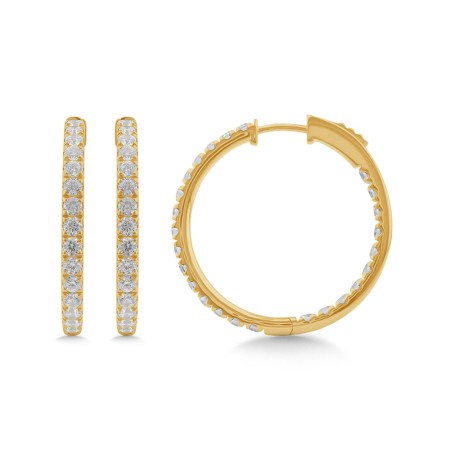 14K Gold & Diamond Reflection Hoop Earrings