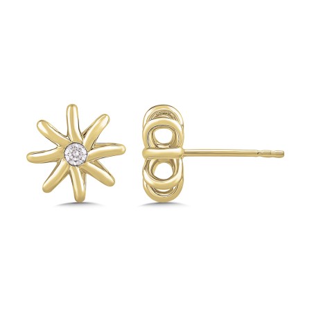Gold & Diamond Flower Earrings