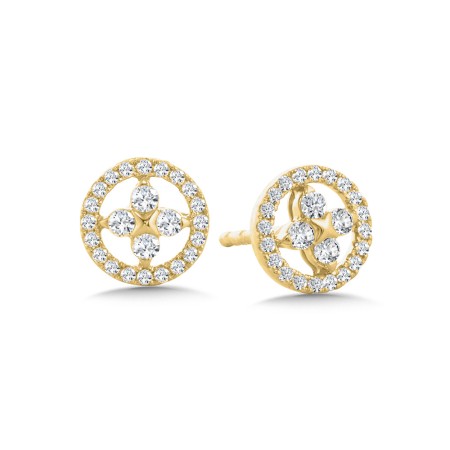 14K Gold & Diamond Circle Studs