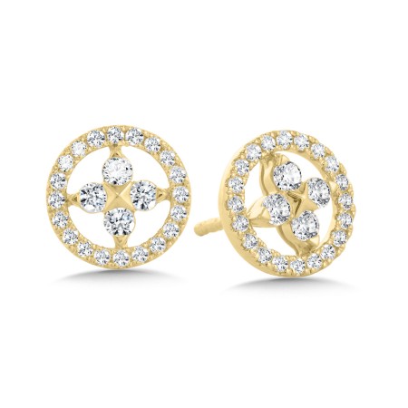 14K Gold & Diamond Circle Studs