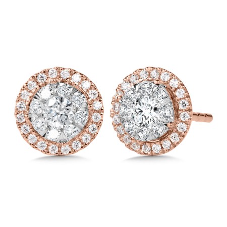 Two Tone Cluster Diamond Earrings