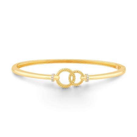 14K Gold & Diamond Interwoven Circle Bangle 