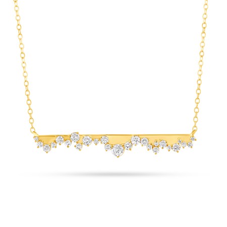 14K Gold & Diamond Druzy Bar Pendant