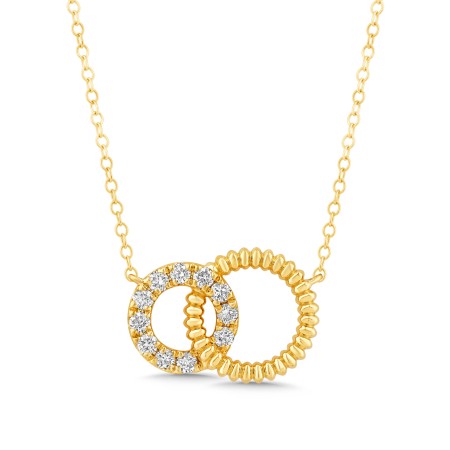 14K Gold & Diamond Interwoven Circle Necklace 