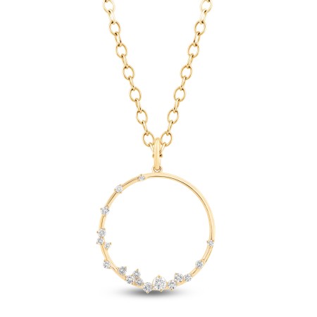 14K Gold & Diamond Druzy Circle Pendant
