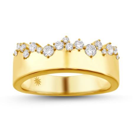 14K Gold & Diamond Druzy Ring
