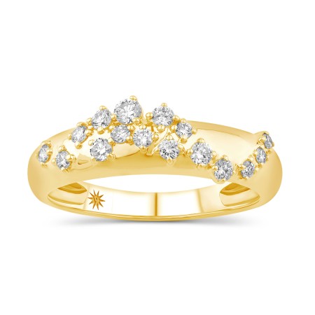 14K Gold & Diamond Druzy Ring