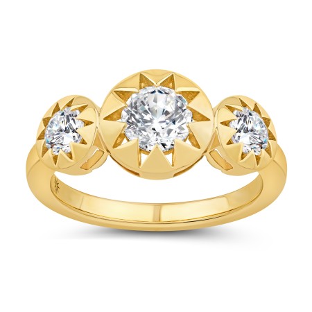 14K Gold & Diamond Three-Stone Stellaris Ring