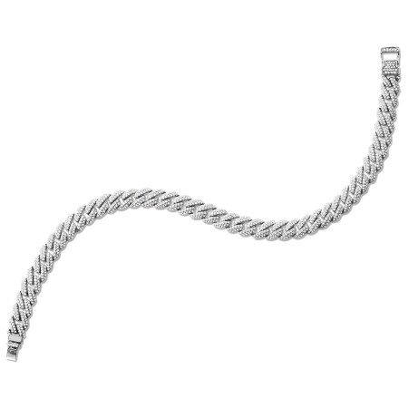 14K White Gold Cuban Link-n-Love Pave-Set Diamond Bracelet (2.00 ctw) - LDD430-W