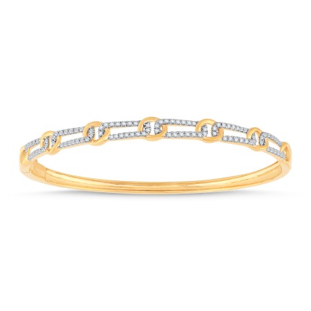 14K Gold & Diamond Link Bangle