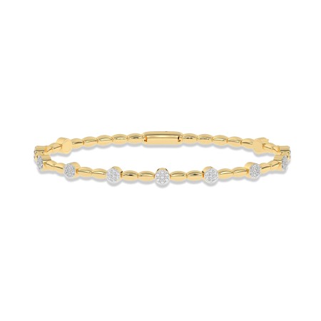 14K Gold & Diamond Beaded Flexi Bangle