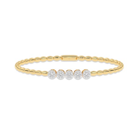 14K Gold & Diamond Beaded Flexi Bangle
