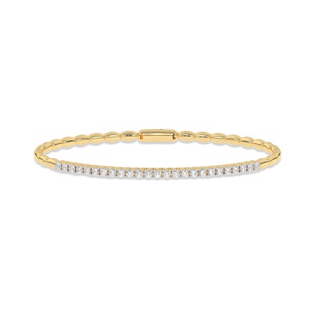 14K Gold & Diamond Beaded Flexi Bangle