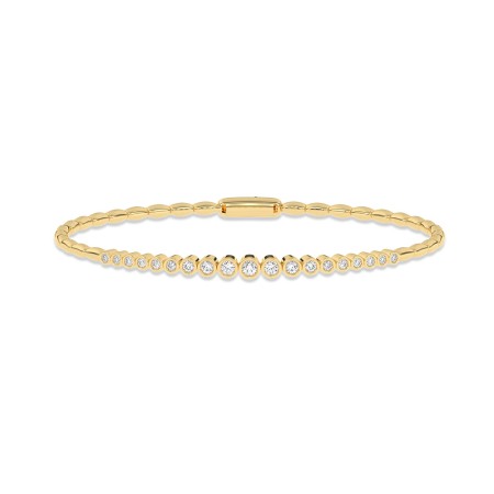 14K Gold & Diamond Bezel Flexi Bangle