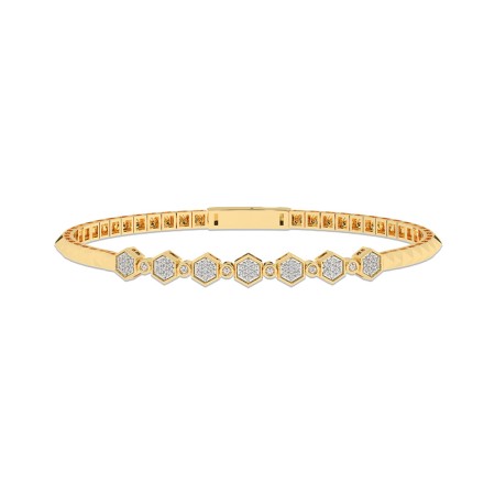 14K Two-Tone Diamond Flexi Bangle